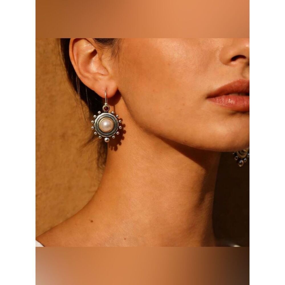 boho pearl threader earrings A149